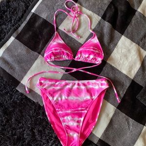 Pink tie-dye, high waisted bikini set